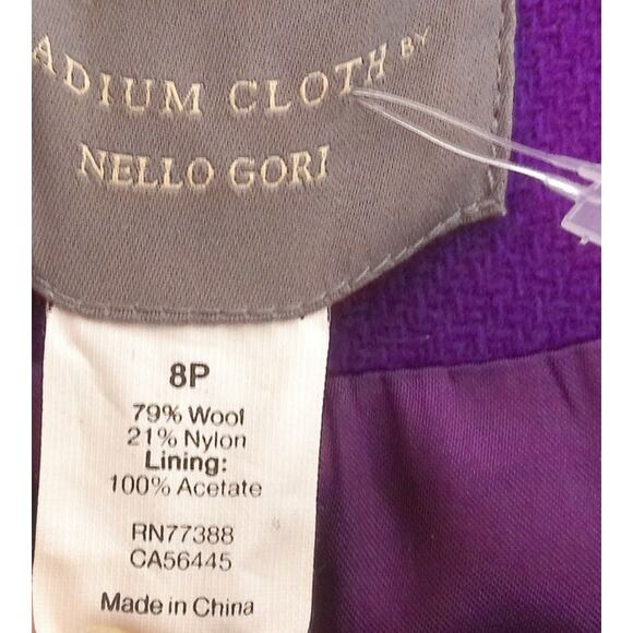 J Crew Stadium Cloth Nello Gori Double Breasted Purple Pea Coat Size 8P - Picture 5 of 6